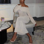 New One-shoulder Knitted Long-sleeved Dress Sexy Beach Holiday Long Dresses Womens Clothing - Image 2