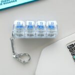 4Keys Mechanical Keyboard Electronic Luminous Transparent Crystal Height Pressure Reduction Finger Button Anti Stress Keycap Toy Schoolbag Pendant Keychain Decompression Clicker Gadget Gift - Image 5