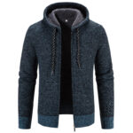 Winter Coat Zipper Closure Solid Color Long Sleeves Drawstring With Hat Keep Warm Casual Thicken Plush Sweater Coat For Daily - Image 2
