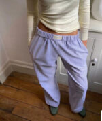 Fashion Y2K Striped Straight Trousers Summer Elastic High Waist Wide Leg Pants For Women - Image 3