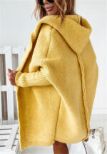 Fashion Bat Sleeve Hooded Cardigan Oversized Loose Temperament Solid Color Sweater Womens Clothing - Image 2