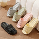 Men's Home Slippers With Plaid Design Soft-soled Silent Indoor Floor Bathing Slippers Women House Shoes Summer - Image 4