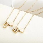 Peach Heart Shaped Letter Necklace Clavicle Chain Necklace - Image 4