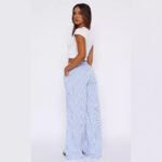 Fashion Y2K Striped Straight Trousers Summer Elastic High Waist Wide Leg Pants For Women - Image 5