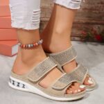 New Air Cushion Wedges Sandals Summer Casual Rhinestone Slides Roman Sandals For Women Non-slip Beach Shoes - Image 3