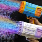 Bubble Gun Rocket 69 Holes Soap Bubbles Machine Gun Shape Automatic Blower With Light Toys For Kids Pomperos - Image 3
