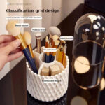 360 Rotating Large Capacity Transparent Makeup Brush Storage Pen Holder Acrylic Dust With Lid Desktop Cosmetic Storage Box - Image 4