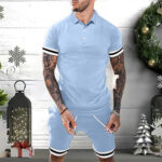 Mens Short Sets 2 Piece Outfits Polo Shirt Fashion Summer Tracksuits Casual Set Short Sleeve And Shorts Set For Men - Image 3