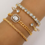 Fashion Jewelry 4 Pcs Crystal Bracelet Set Bohemian Design For Women Vintage Luxury Twisted Cuff Chains Armband Jewelry Accessories - Image 2