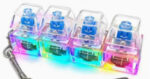 4Keys Mechanical Keyboard Electronic Luminous Transparent Crystal Height Pressure Reduction Finger Button Anti Stress Keycap Toy Schoolbag Pendant Keychain Decompression Clicker Gadget Gift - Image 2