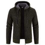 Winter Coat Zipper Closure Solid Color Long Sleeves Drawstring With Hat Keep Warm Casual Thicken Plush Sweater Coat For Daily - Image 3