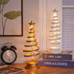 LED Christmas Tree Spiral Light Table Ornament Wrought Iron Xmas Tree Bedroom Desk Lamp Christmas Atmosphere Night Light Decor - Image 4