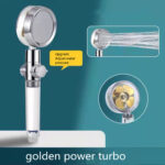 Shower Head Water Saving Flow 360 Degrees Rotating With Small Fan ABS Rain High Pressure Spray Nozzle Bathroom Accessories - Image 4