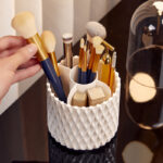 360 Rotating Large Capacity Transparent Makeup Brush Storage Pen Holder Acrylic Dust With Lid Desktop Cosmetic Storage Box - Image 6