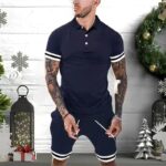 Mens Short Sets 2 Piece Outfits Polo Shirt Fashion Summer Tracksuits Casual Set Short Sleeve And Shorts Set For Men - Image 2