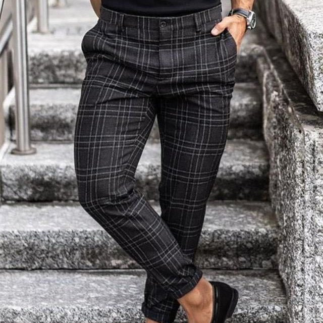 f0a5bfef-385a-40b2-aaf9-e4933037f218.jpg Plaid Print Pants Men's Casual Trousers Loose And Thin - Image 1