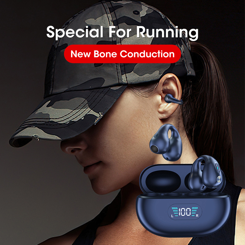faf8d7e1-ce9d-442a-a818-8381cd1238a5.jpg Bone Conduction Headphones TWS Earbuds Ear Clip Bluetooth 5.3 Touch Wireless Earphone In-Ear Bass HIFI Sports Headset - Image 1