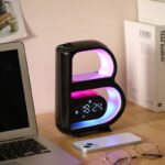 New B-Shaped Bluetooth Speaker Multifunctional Smart Music Rhythm Lighting Phone Wireless Charger TF Card AUX Input Standard Mode - Image 2